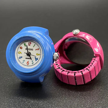 DAIIIBABYYY  -  Kids Cute Cartoon Number Watch Finger Rings Mini Clock Watches Elastic Strap Ring Women Men Funny anillos Jewelry Gift